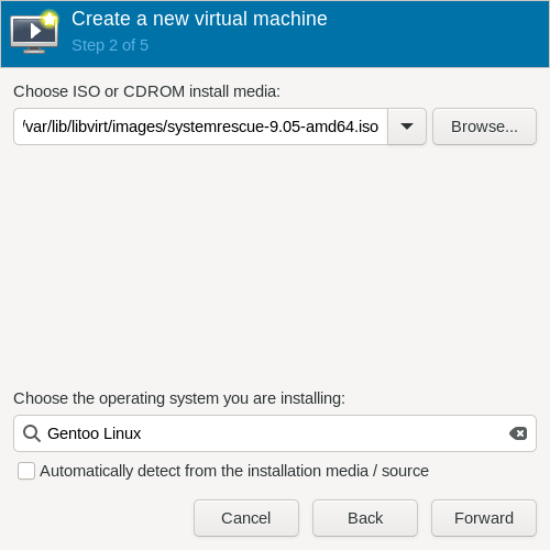 screenshot of "Virtual Machine Manager"